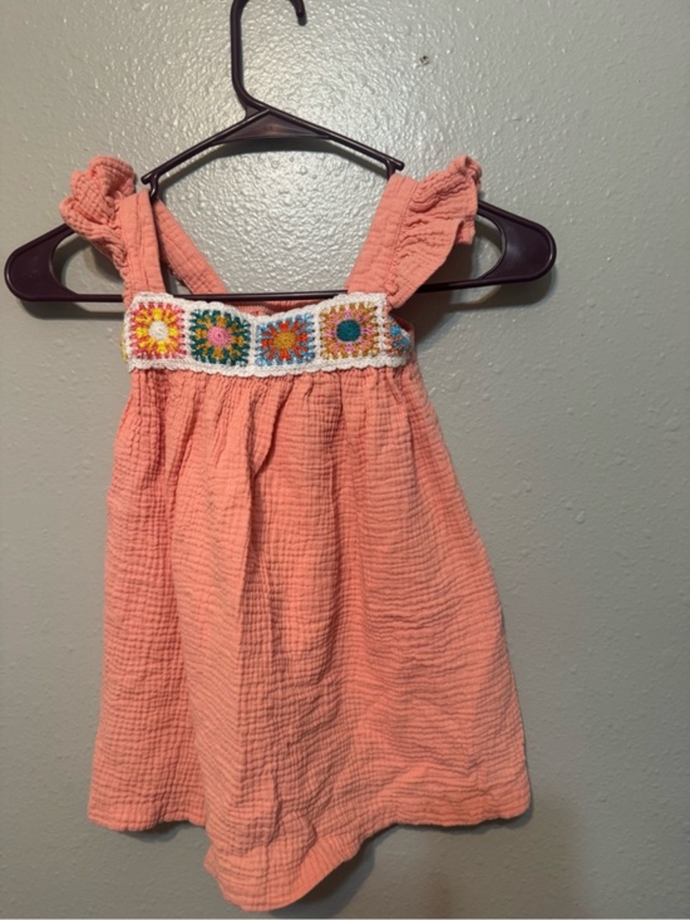 Peach Crochet-Trim Tank Top for Kids